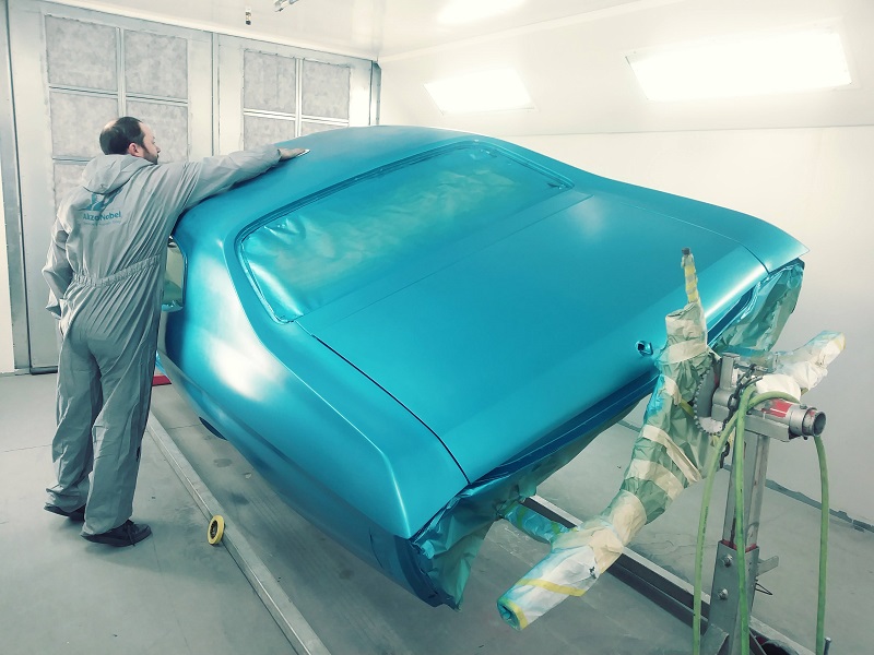 1972 Chevy Nova SS in the paint booth